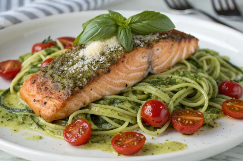Basil Pesto Salmon with Zoodles: Weeknight Flex