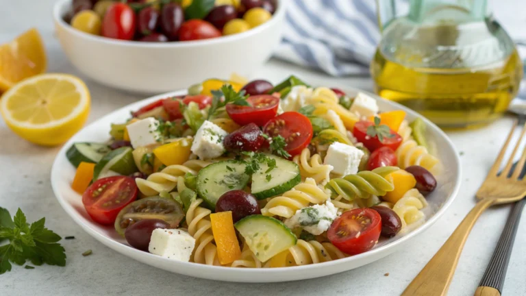Greek-Style Tricolor Pasta Salad: Bold, Bright, 10-Minute Glory