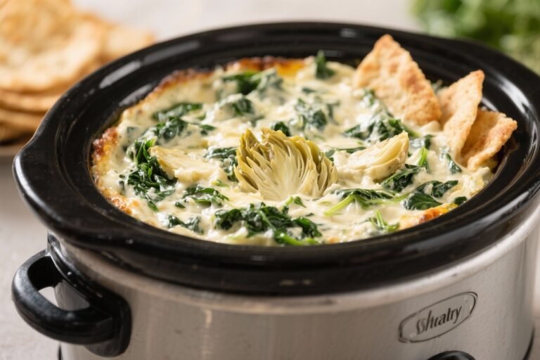 Creamy Crockpot Spinach Artichoke Dip – Warm, Cheesy, and Crowd-Pleasing