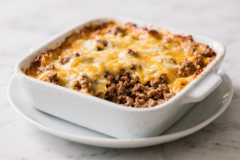 Cheesy Ground Beef Dinner Casserole – Comforting, Easy, and Family-Friendly