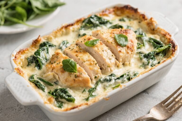 Keto Creamy Spinach Chicken Bake – Comforting, Low-Carb, and Weeknight-Friendly