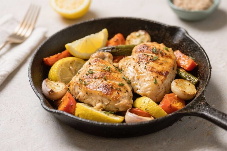 One-Pan Lemon Garlic Chicken & Veggies – Fresh, Easy, and Weeknight-Friendly