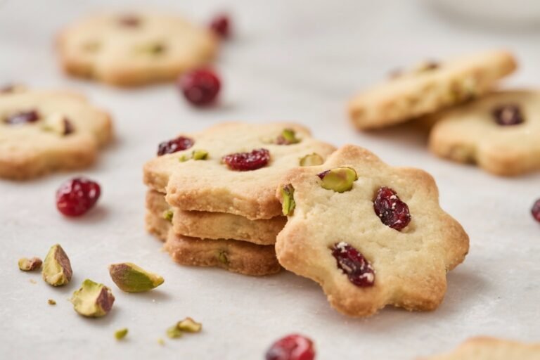 Cranberry Pistachio Shortbread Cookies – Buttery, Festive, and Easy