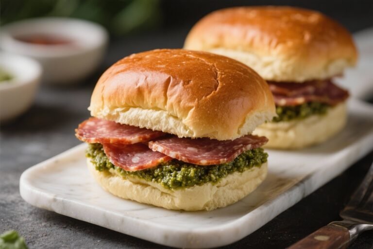 Italian Sliders With Salami & Pesto – Small Sandwiches, Big Flavor