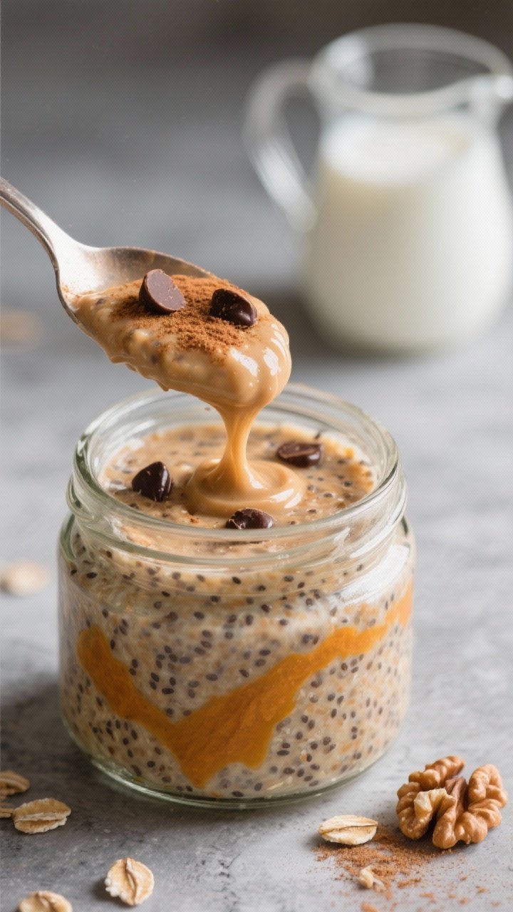 Close-up, shallow depth-of-field process shot of the prepared oats being loosened in the morning: a 
