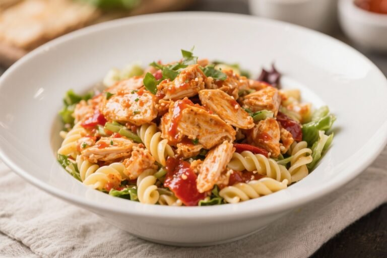 Spicy Buffalo Chicken Pasta Salad – Creamy, Tangy, and Perfect for Any Gathering
