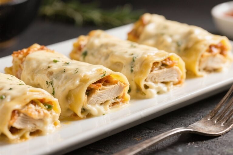 Chicken Alfredo Lasagna Rolls – Creamy, Comforting, and Easy to Make