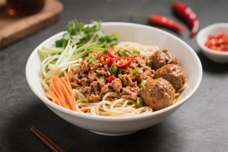 Sweet Chilli Minced Pork Meatball Noodle Bowls – Bright, Saucy, and Satisfying