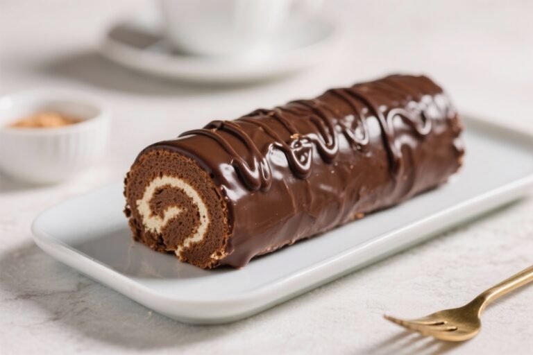 Chocolate Swiss Roll Cake – Light, Fluffy, and Filled With Cream