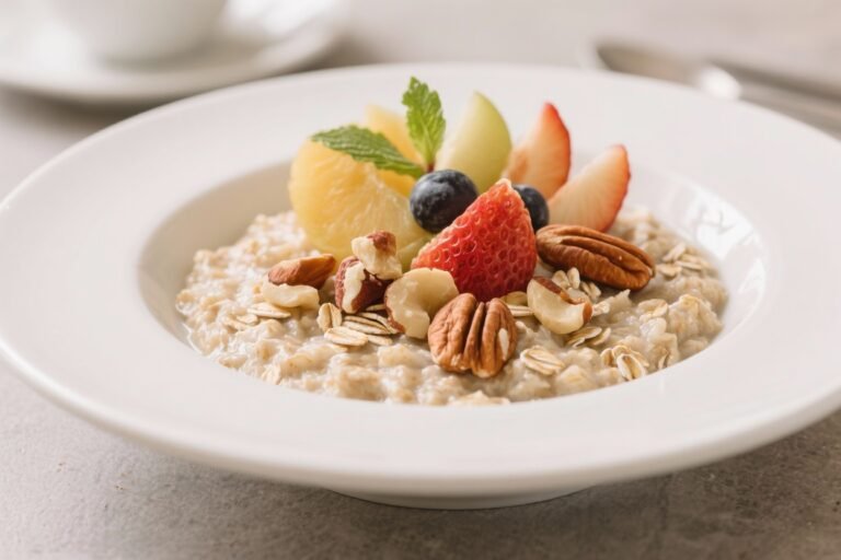 Oatmeal With Nuts and Fresh Fruit – A Warm, Satisfying Breakfast Bowl
