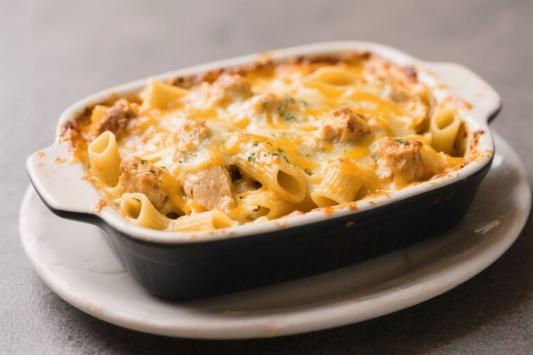 Cheesy Chicken Pasta Bake – Comforting, Creamy, and Crowd-Pleasing