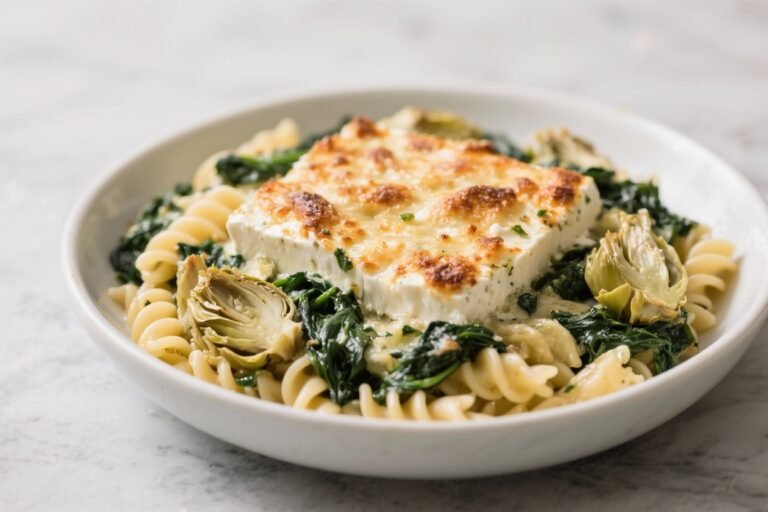 Spinach & Artichoke Baked Feta Pasta – Creamy, Comforting, and Easy