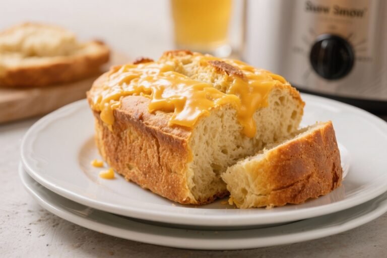 Slow Cooker Cheddar Beer Bread – Comforting, Easy, and Crusty