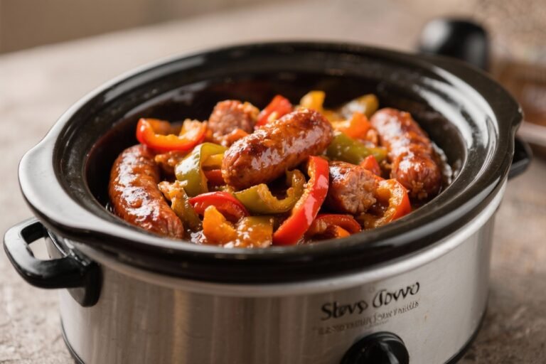 Slow Cooker Sausage and Peppers – Comforting, Hands-Off Weeknight Dinner