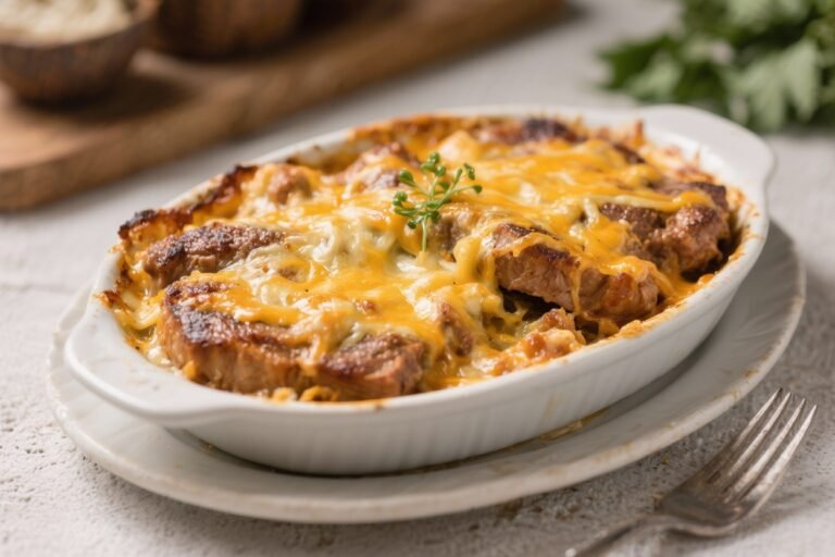 Cheesy Pork Chop Casserole – Cozy, Comforting, and Weeknight-Friendly
