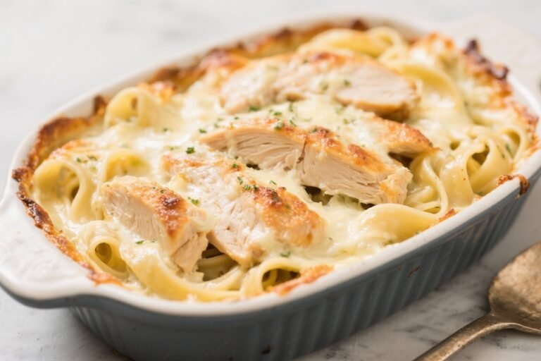 Chicken Fettuccine Alfredo Bake – Creamy, Cozy, and Crowd-Pleasing