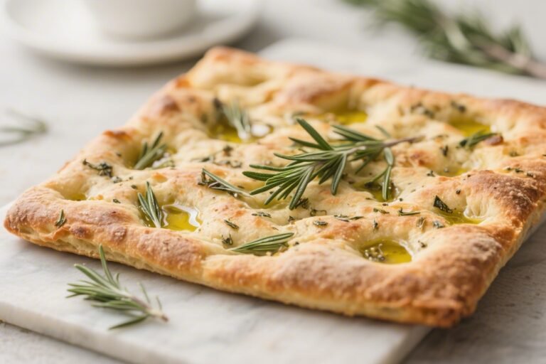 Rosemary & Olive Oil Sourdough Focaccia – Light, Chewy, and Full of Flavor