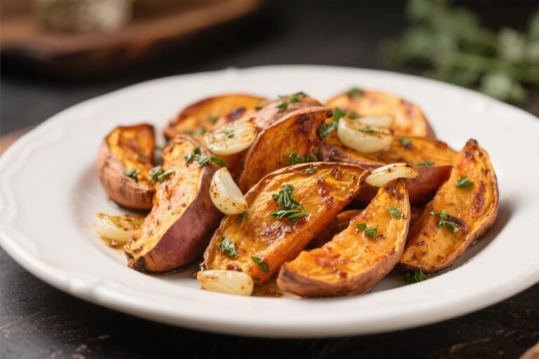 Garlic Herb Roasted Sweet Potatoes – Crispy, Savory, and Simple