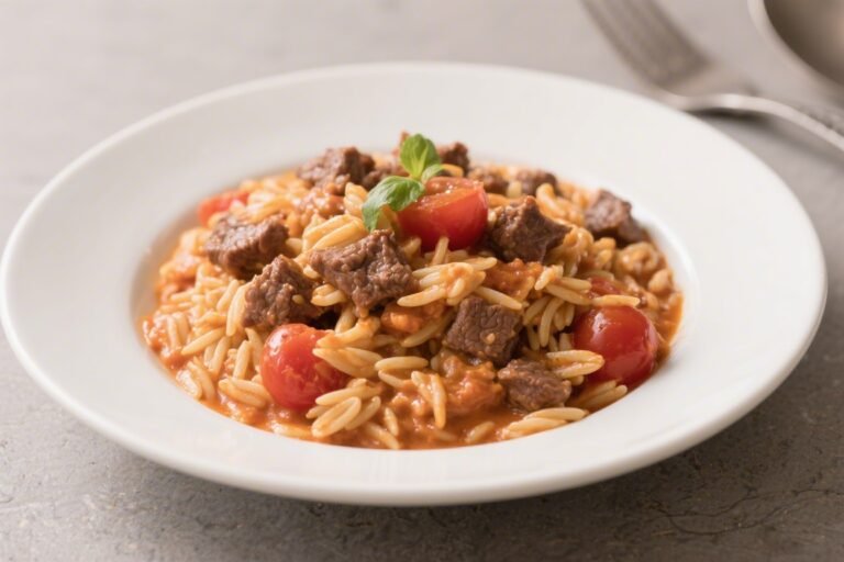 Creamy Tomato Beef Orzo – A Cozy, One-Pot Comfort Dinner