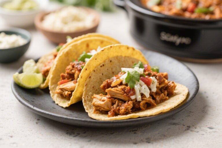 Slow Cooker Chicken Tinga Tacos – Tender, Smoky, and Easy