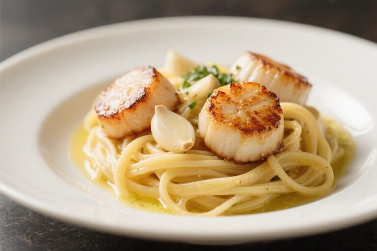 Seared Scallops Over Garlic Butter Pasta – A Simple, Elegant Weeknight Dinner