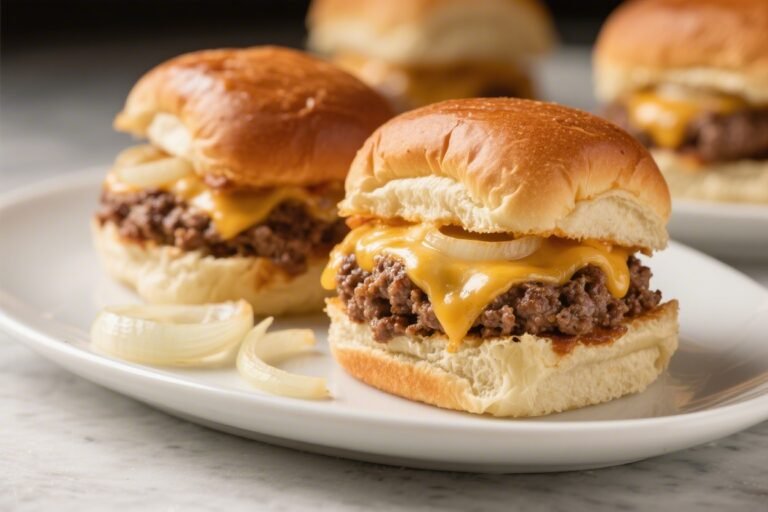 Cheesy French Onion Sliders with Ground Beef – A Comforting Party Favorite